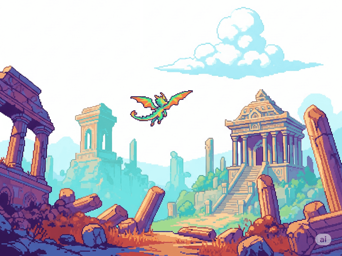 Pixelated footer image
